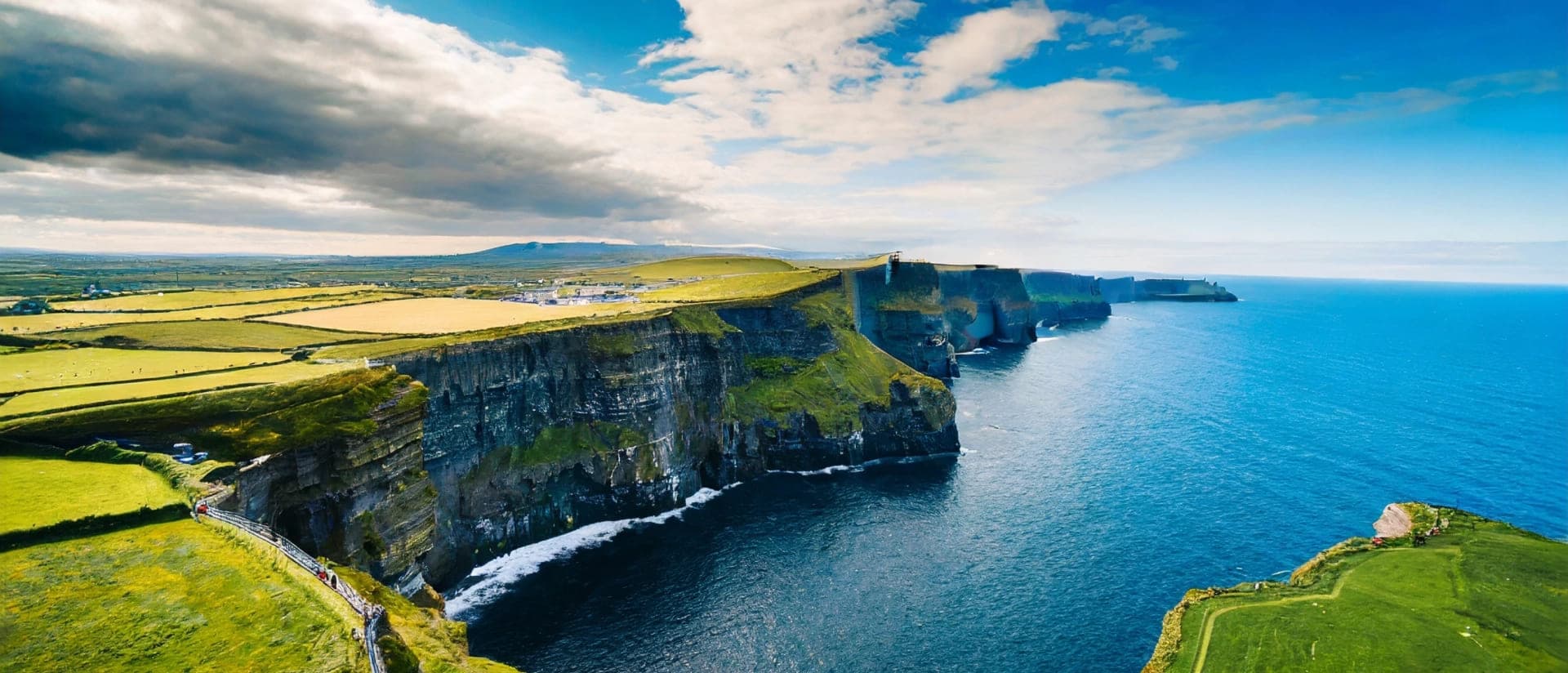 The Cliffs of Moher and the County Clare coast seen from the air
