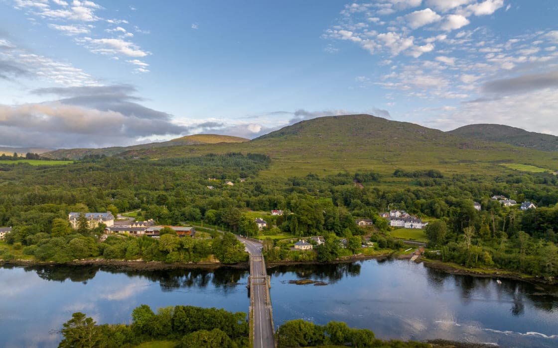 A road through the mountains and lakes of the Iveragh Peninsula, County Kerry